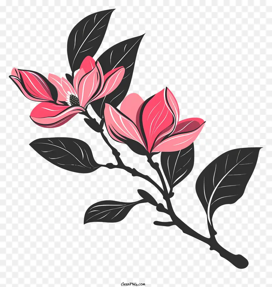 ดอกไม้ Silhouette，ดอกไม้สีชมพู PNG