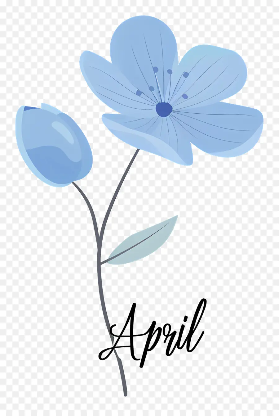 เอพริล，สีน้ำเงินดอกไม้ PNG