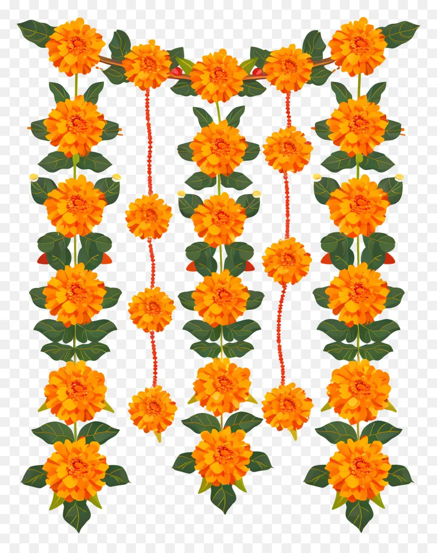 พวงมาลัย Diwali Marigold，สีเหลืองดอกไม้ PNG