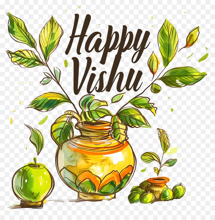 Happy Vishu，แจกัน PNG