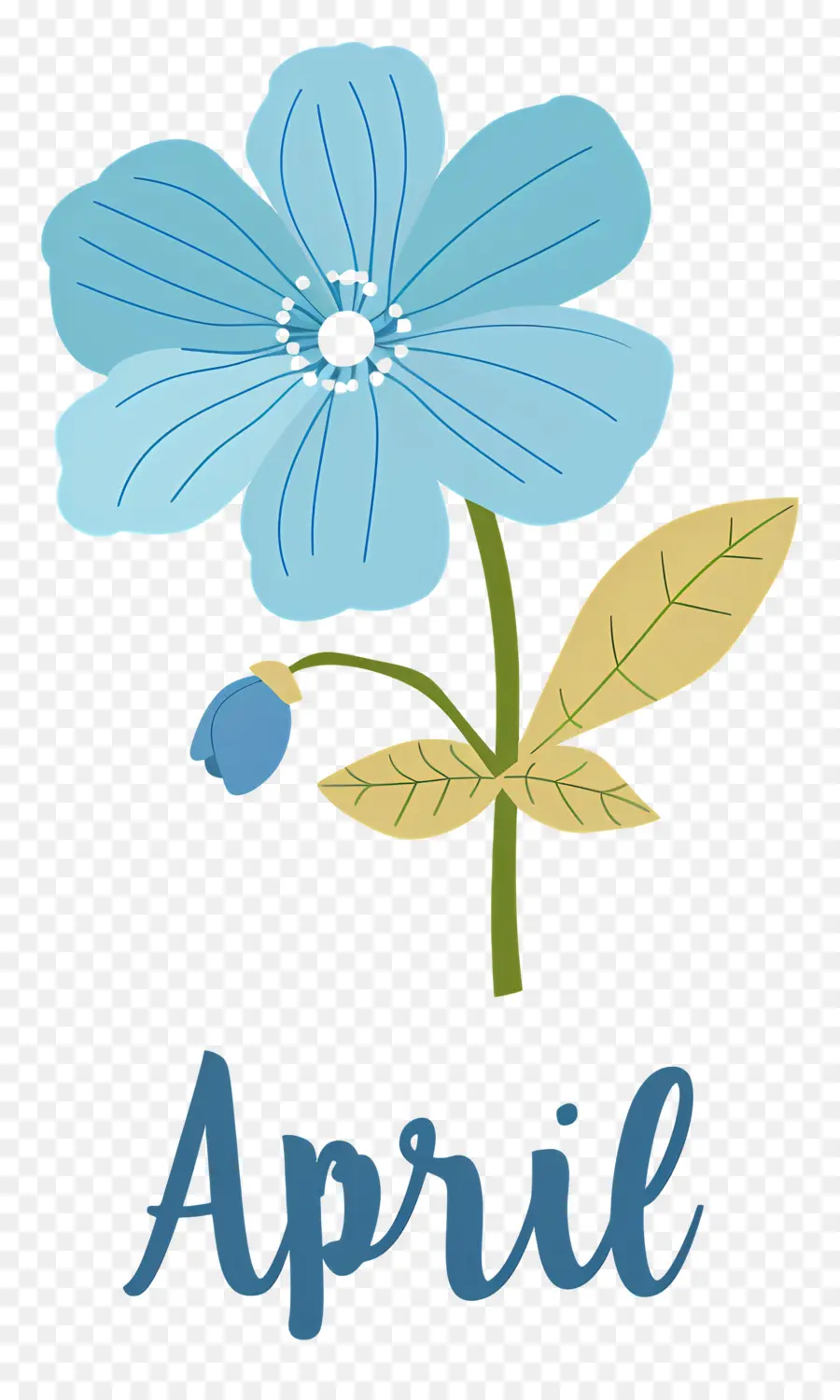 เอพริล，สีน้ำเงินดอกไม้ PNG