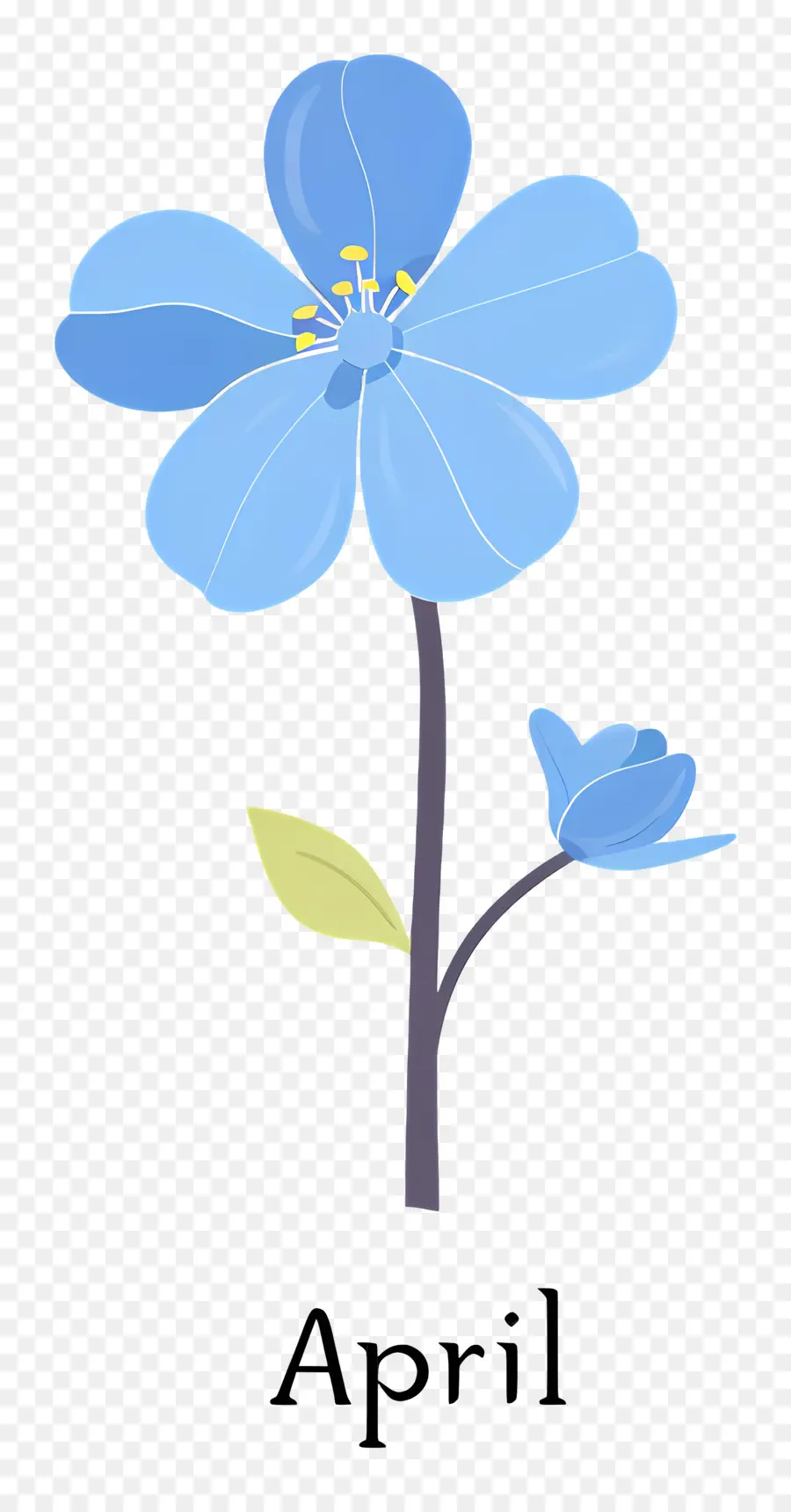 สวัสดีเอพริล，สีน้ำเงินดอกไม้ PNG