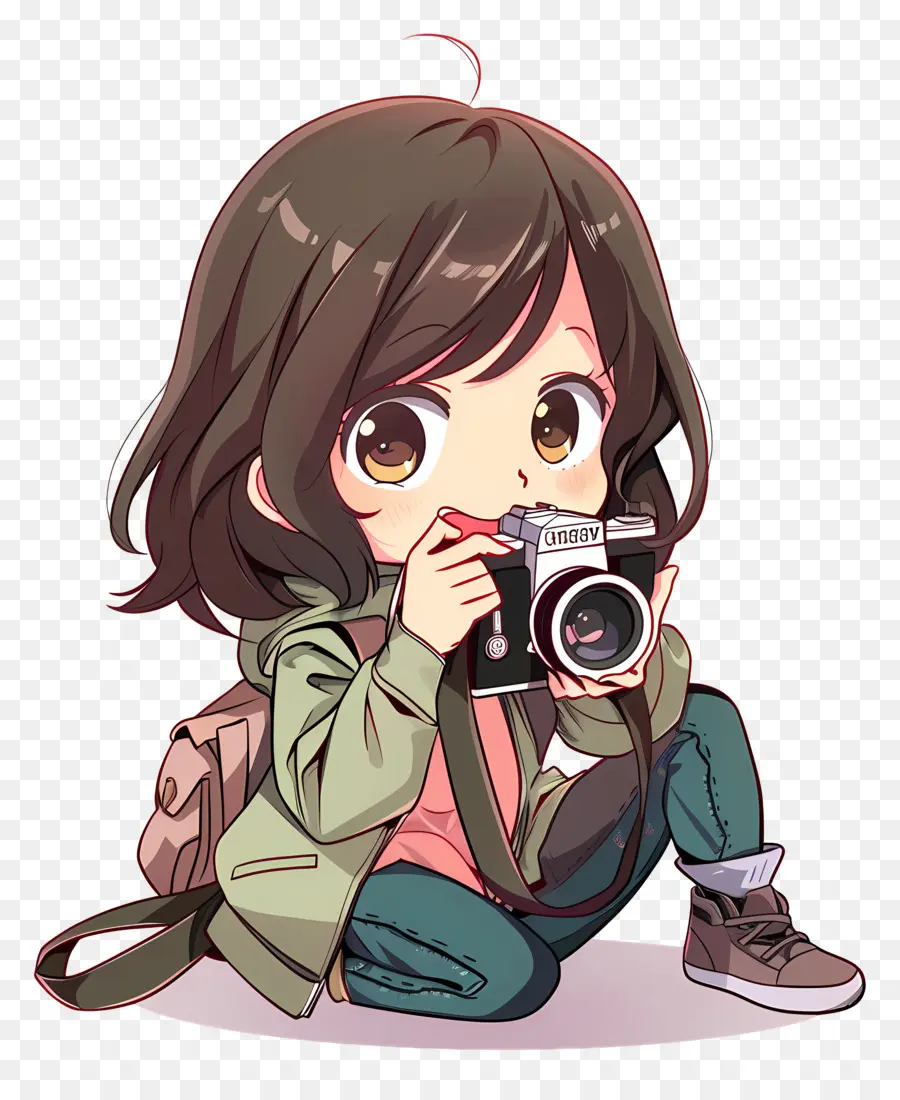 ถ่ายภาพ，Chibi Girl With Camera PNG