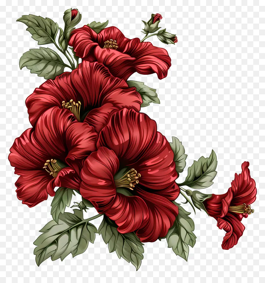 สีแดงดอกไม้，ดอกไม้ชบาแดง PNG