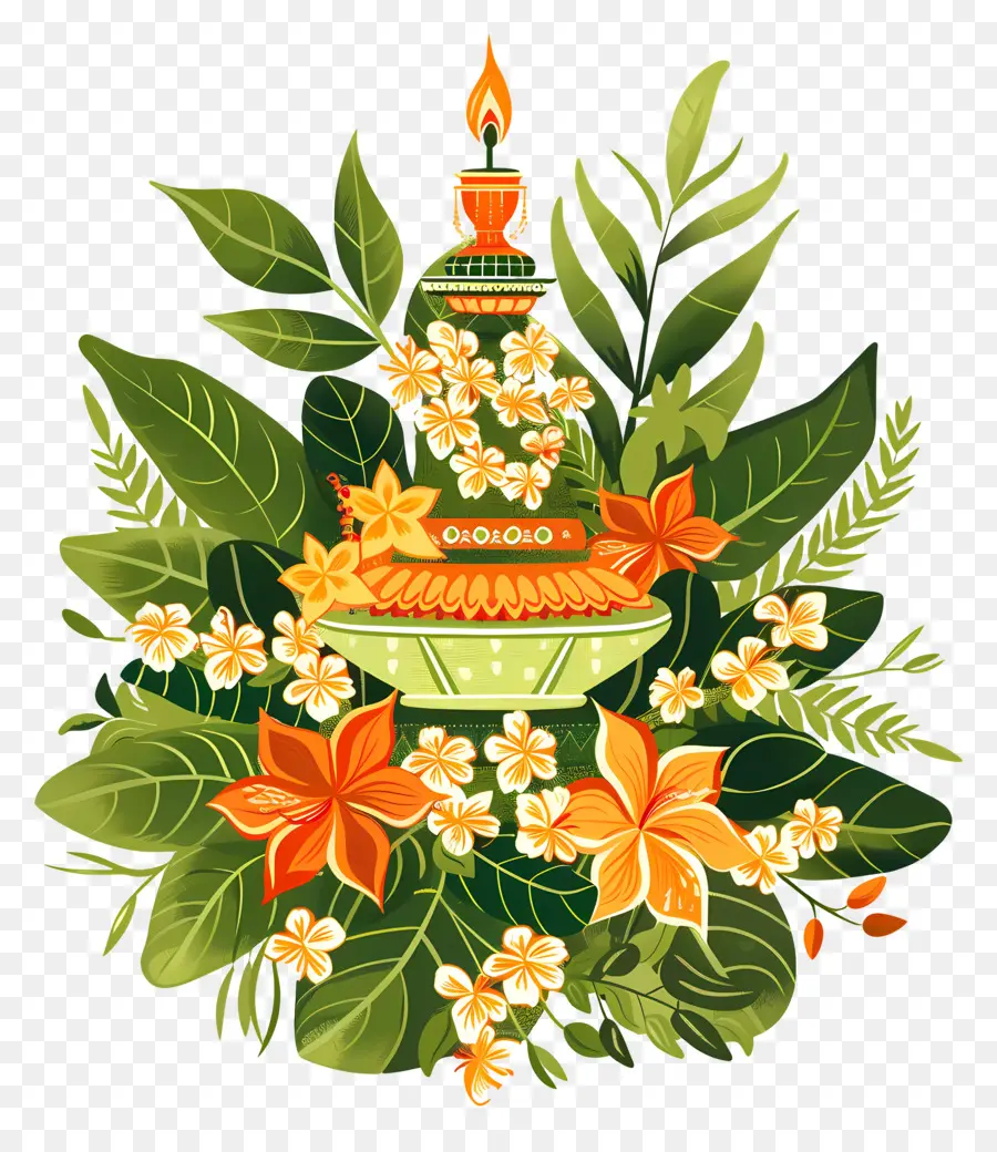 Gudi Padwa，โคมไฟดอกไม้ PNG