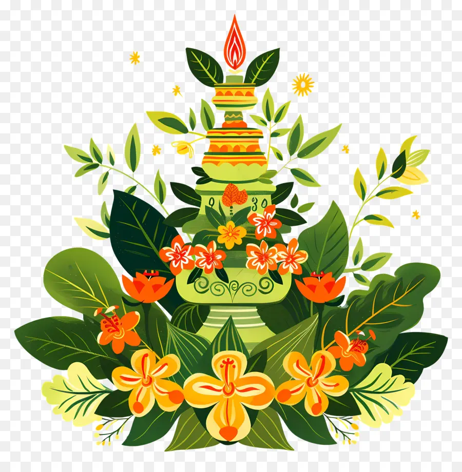 Gudi Padwa，การจัดเทียนดอกไม้ PNG