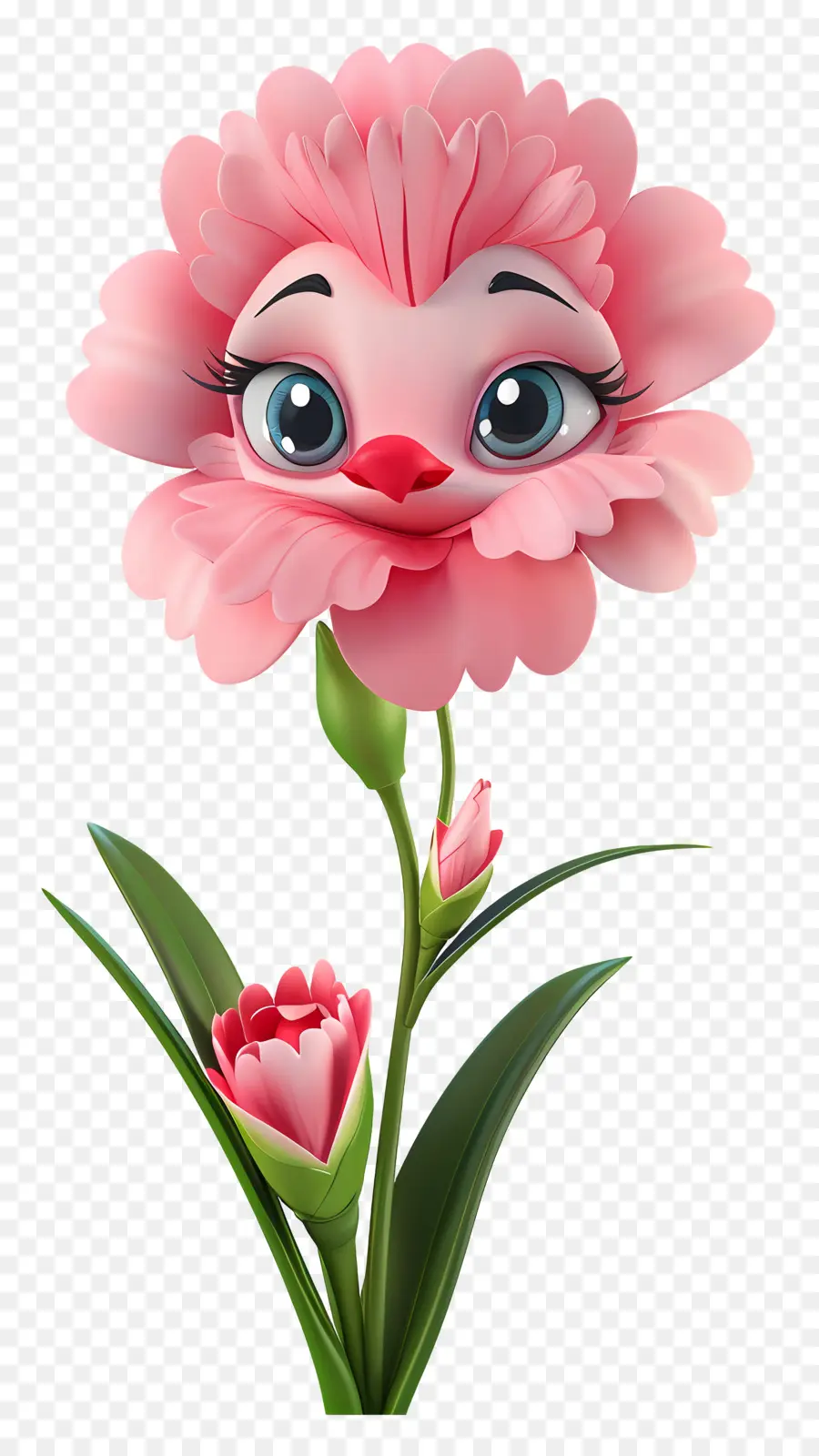 ดอกไม้การ์ตูน 3 มิติ，ดอกไม้สีชมพู PNG