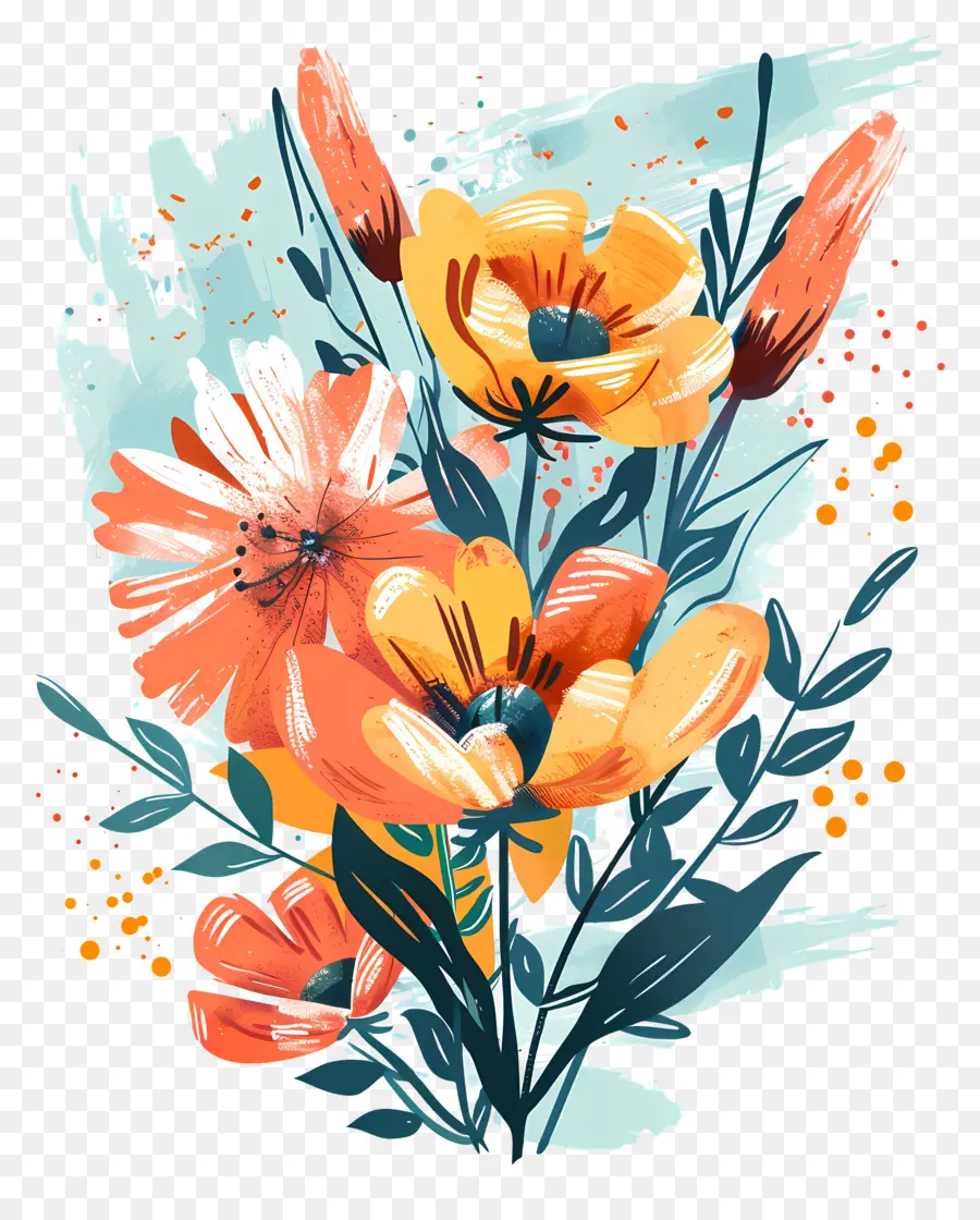 แม่วัน，ดอกไม้สีส้ม PNG