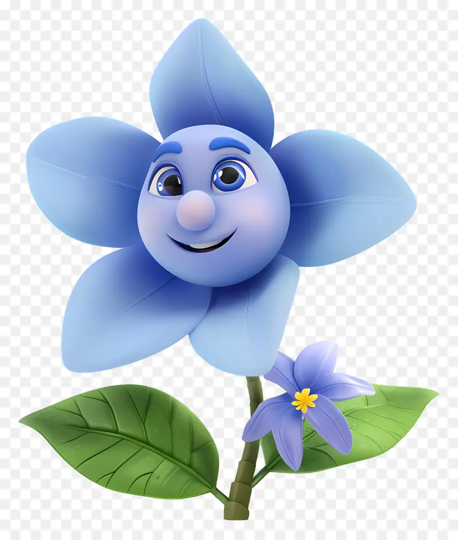 ดอกไม้การ์ตูน 3 มิติ，สีน้ำเงินดอกไม้ PNG