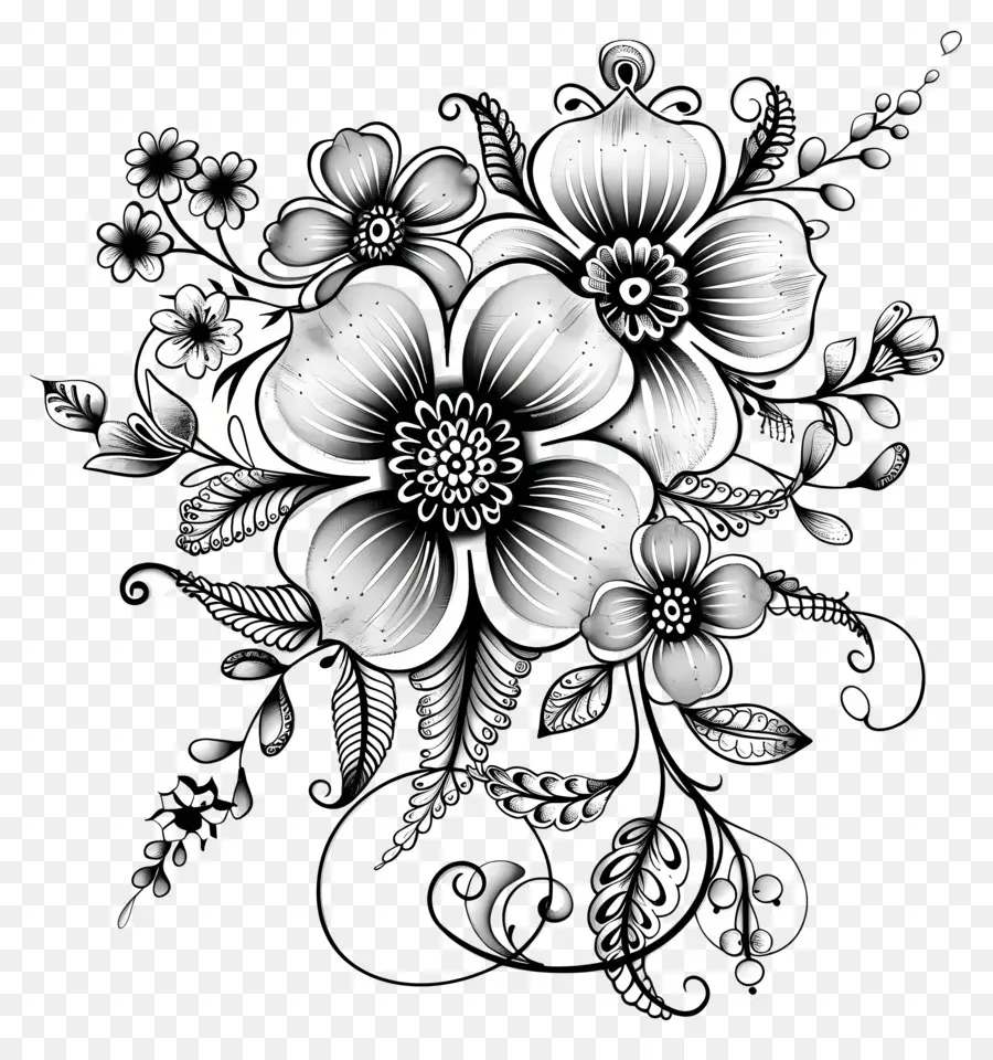 Mehndi Design Flower，Doodle ดอกไม้ PNG