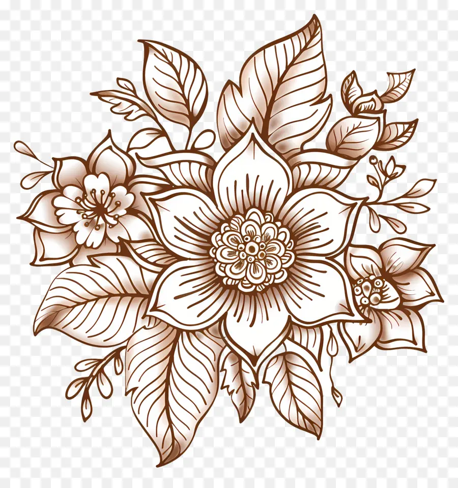 Mehndi Design Flower，การออกแบบดอกไม้ PNG