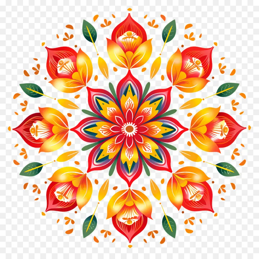 Diwali Flower Rangoli，แมนดาลา PNG