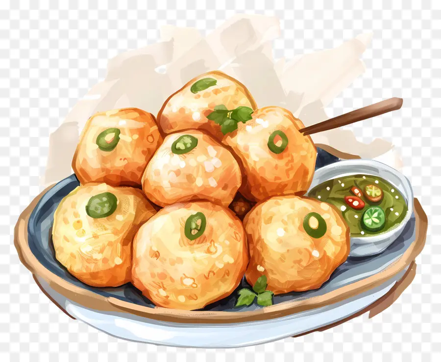 Pani Puri，ของว่างทอด PNG