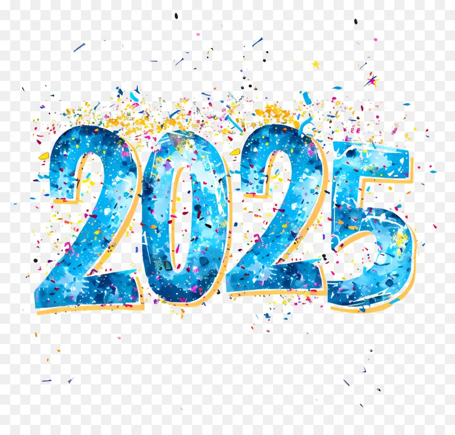 ปีใหม่ 2025，สีน้ำเงินจดหมาย PNG