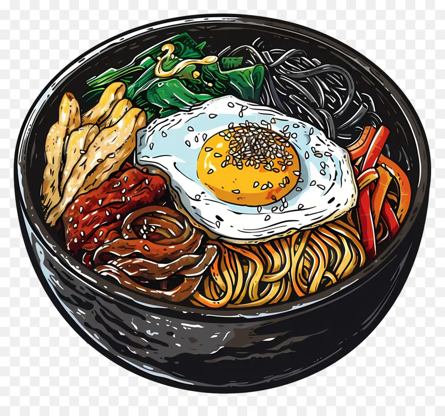 Bibimbap เกาหลี，ชามอาหาร PNG