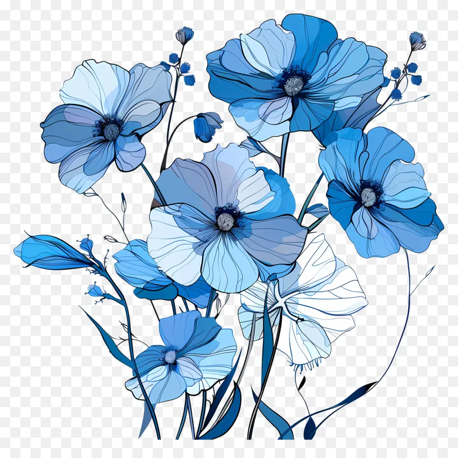 สีน้ำเงินดอกไม้，ช่อดอกไม้ PNG