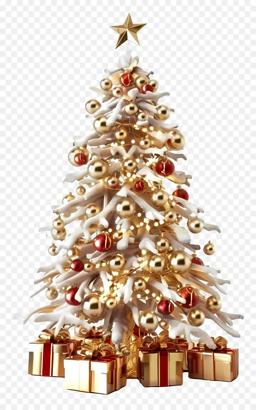 ต้นคริสต์มาส，ทอง Ornaments PNG