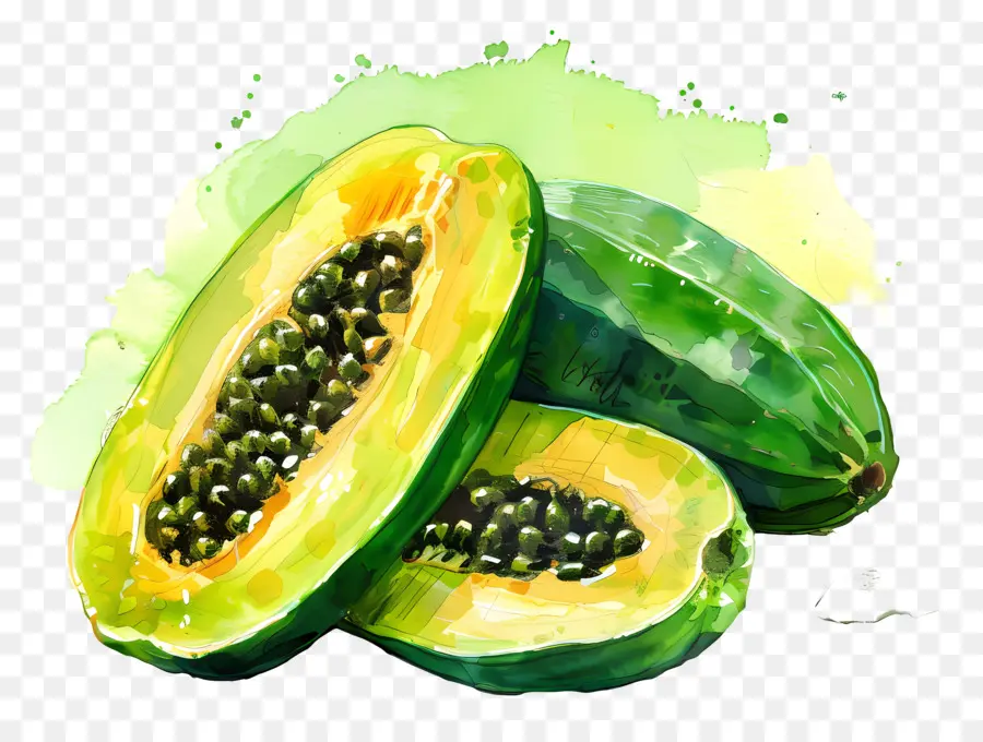สีเขียว Papaya，มะละกอสีเขียว PNG