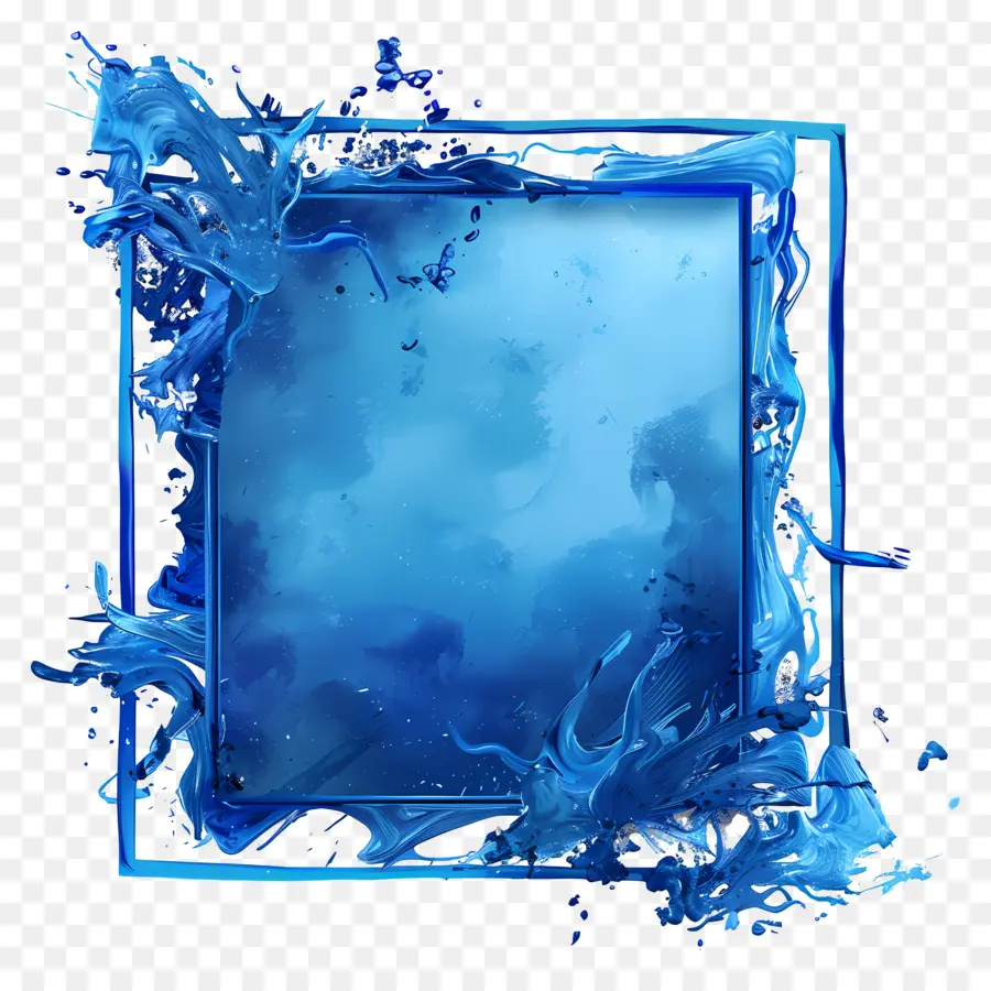 กรอบสีน้ำเงินสี่เหลี่ยมผืนผ้า，น้ำ Droplets PNG