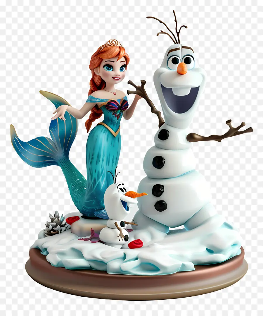 Olaf แช่แข็ง，นางเงือกและมนุษย์หิมะ PNG