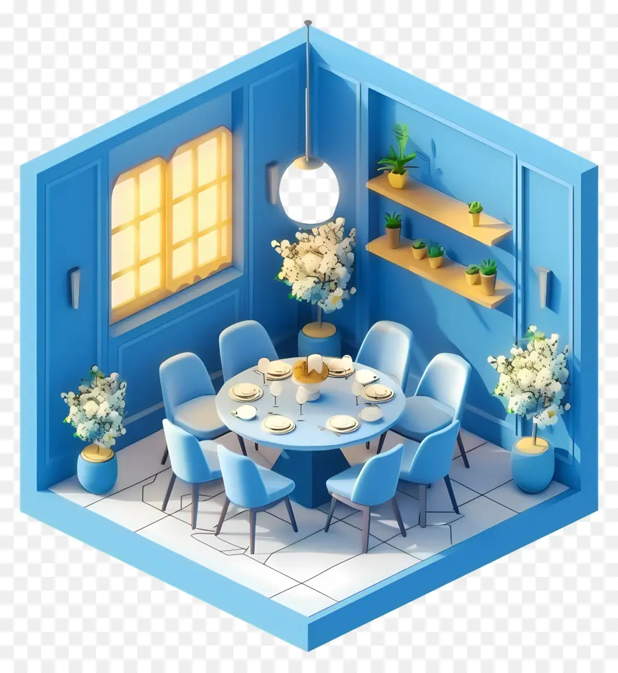 ห้องอาหาร，ห้องรับประทานอาหารสีน้ำเงิน PNG