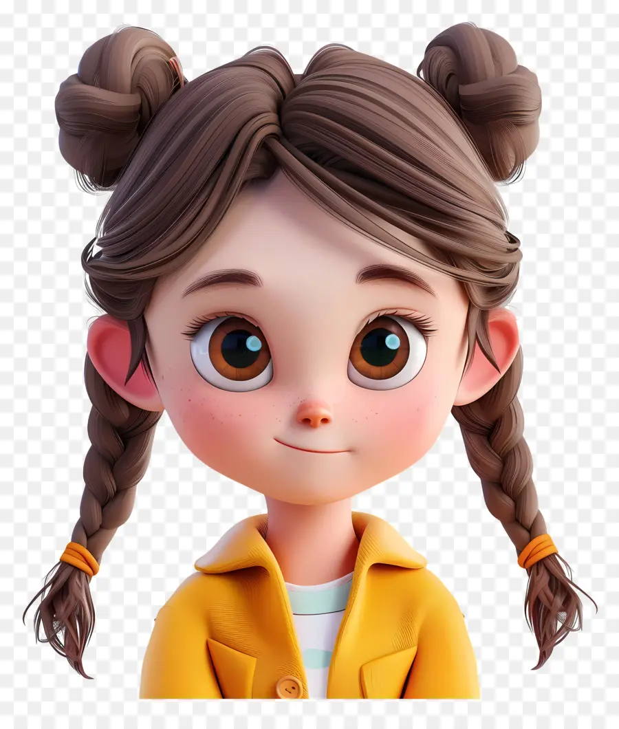 สาวน้อย，สาวน่ารักกับ Braids PNG