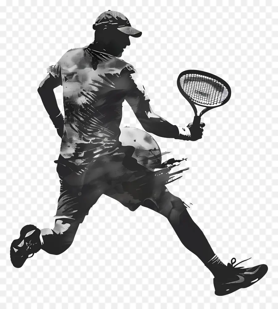 ภาพเงาชายเทนนิส，วิ่งหนี PNG