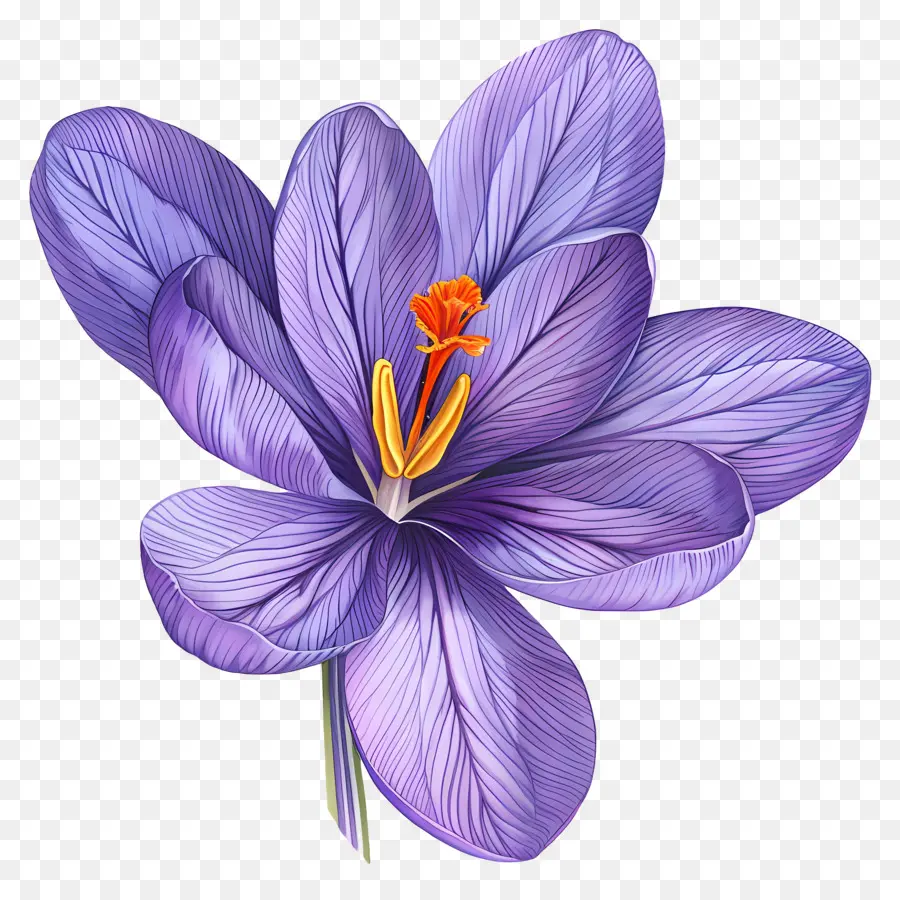 Crocus สีเหลือง，ดอกไม้สีม่วง PNG