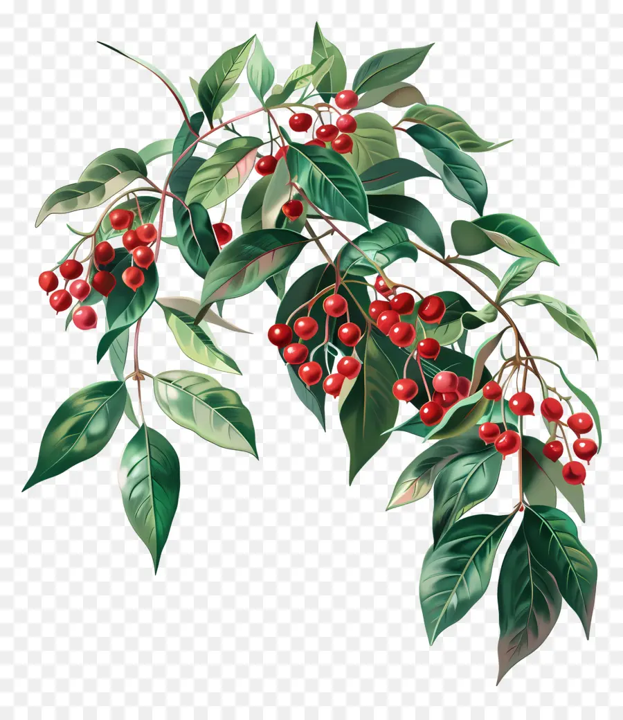 Nandina Domestica，สาขาเชอร์รี่ PNG