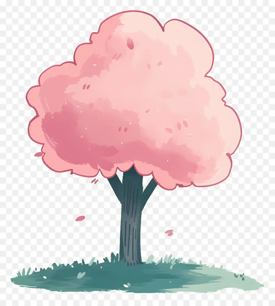 Doodle ต้นไม้，ต้นไม้สีชมพู PNG