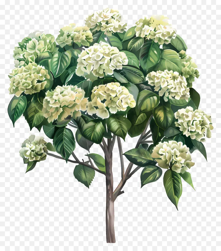 ต้นไฮเดรนเยียเขตร้อน，ดอกไม้สีขาว PNG