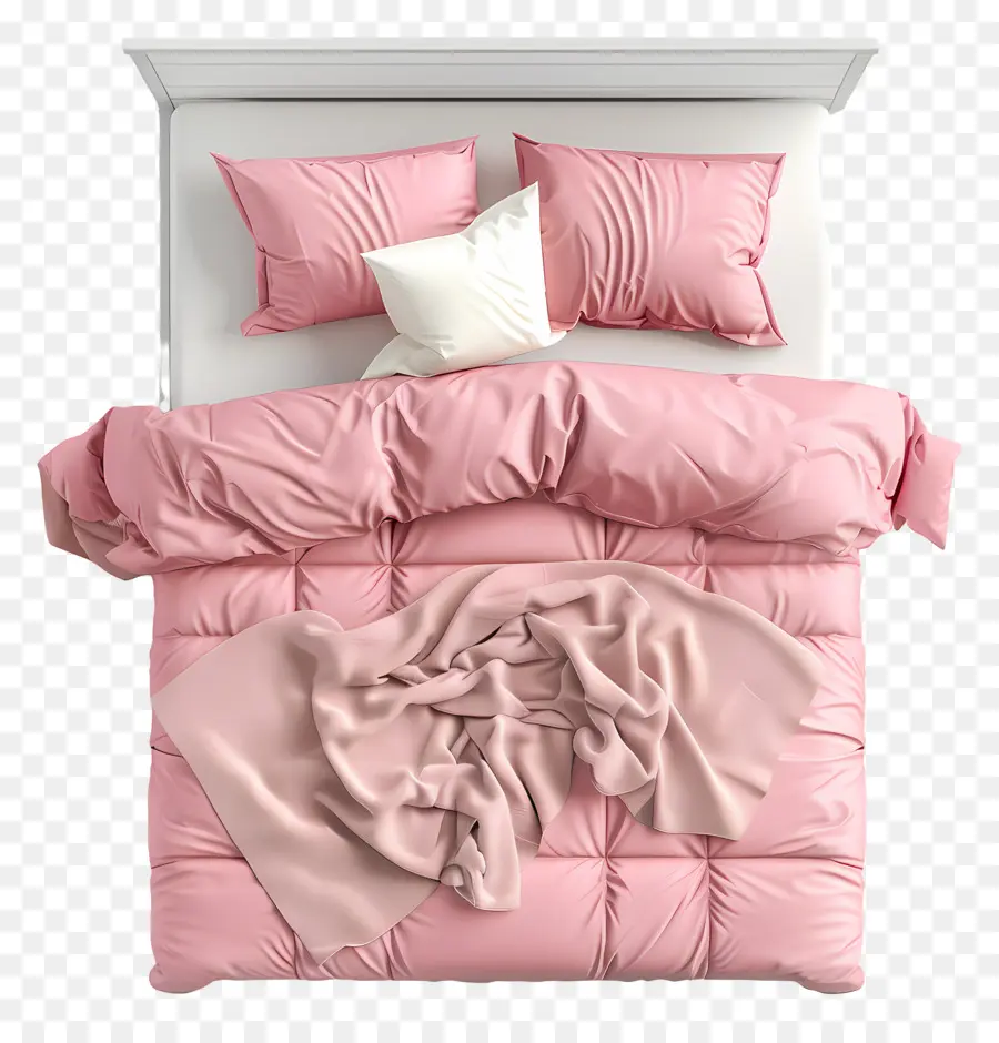 เตียงบนมุมมอง，สีชมพูบนเตียง PNG