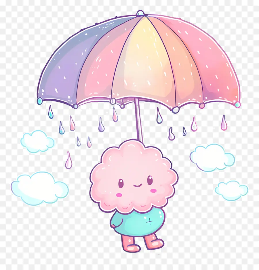 ฝนตก，ตัวการ์ตูนน่ารัก PNG