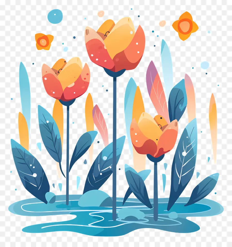 น้ำ，ดอกไม้ PNG