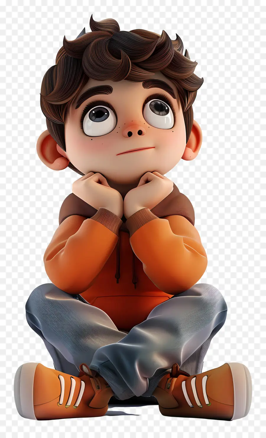 เด็กชายคิด，Boy In Orange Hoodie PNG