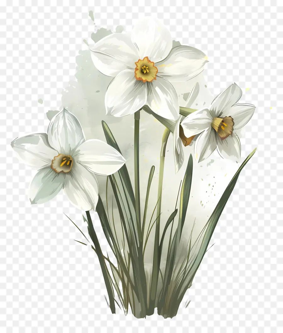 ดอกแดฟโฟดิลสีขาว，สอนจัดดอกไม้เด็กๆเขาตกลงกัน PNG