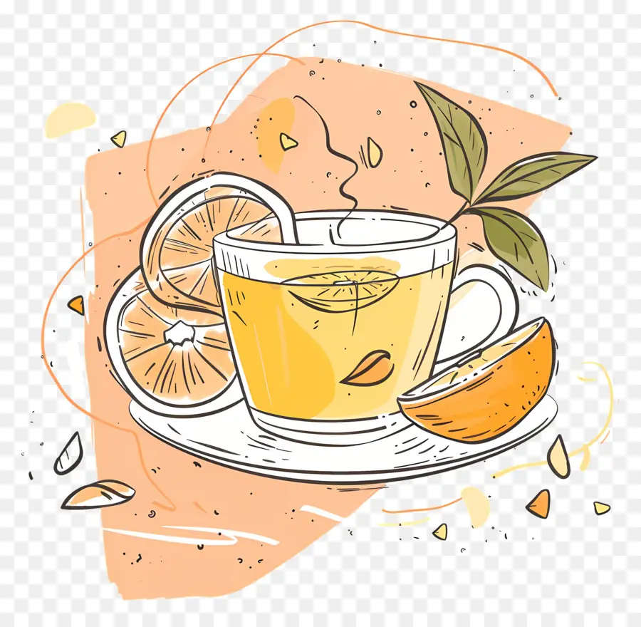 มะนาวชา，สีส้มชา PNG