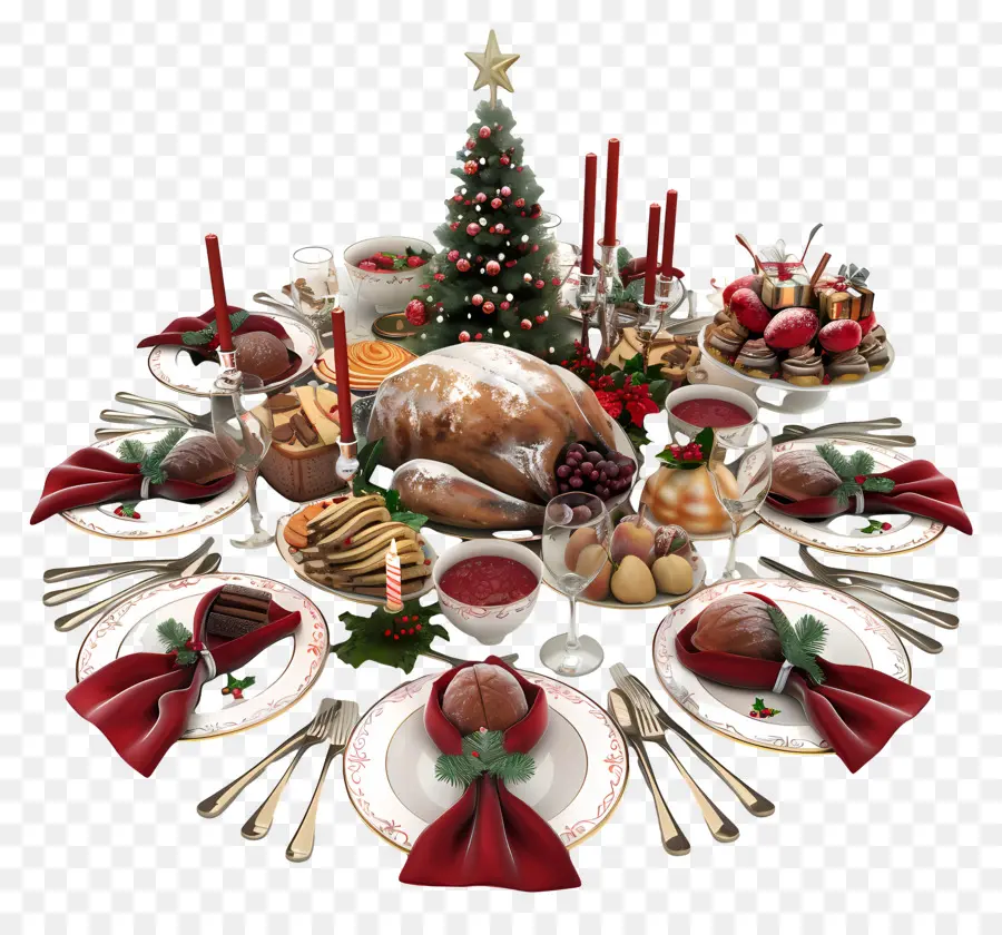 โต๊ะอาหารเย็นคริสต์มาส，งานเลี้ยงคริสต์มาส PNG