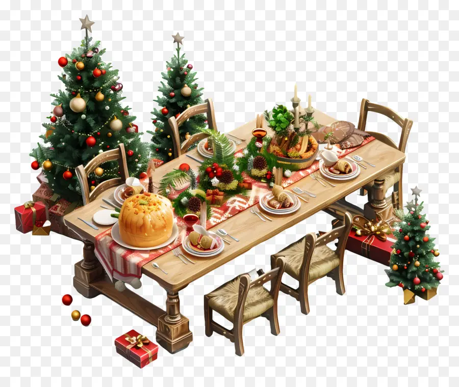 โต๊ะอาหารเย็นคริสต์มาส，คริสมาสต์ตกแต่ง PNG