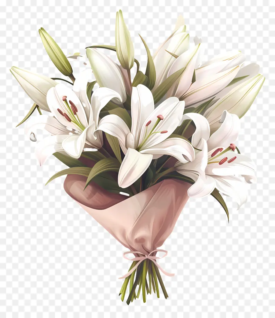 ช่อดอกไม้ลิลลี่，สีขาว Lilies PNG