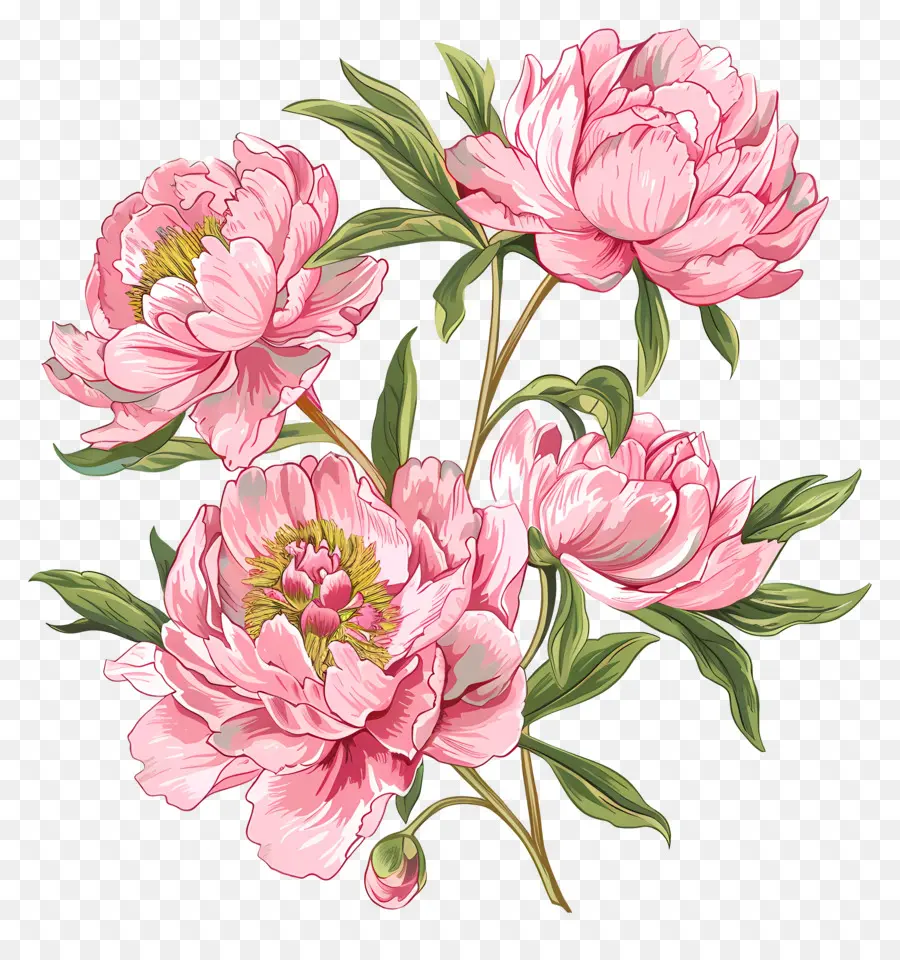 ดอกโบตั๋นสีชมพูดอกไม้，สีชมพู Peony PNG