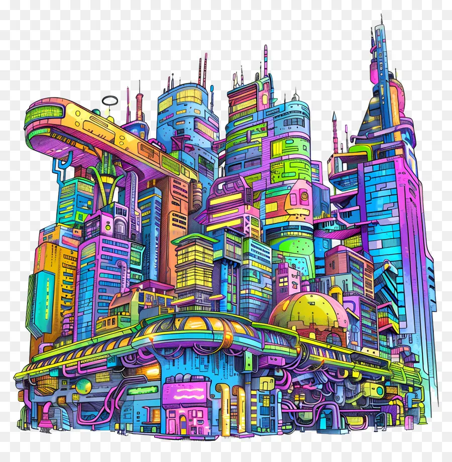 Cyberpunk Cityscape，เมือง PNG