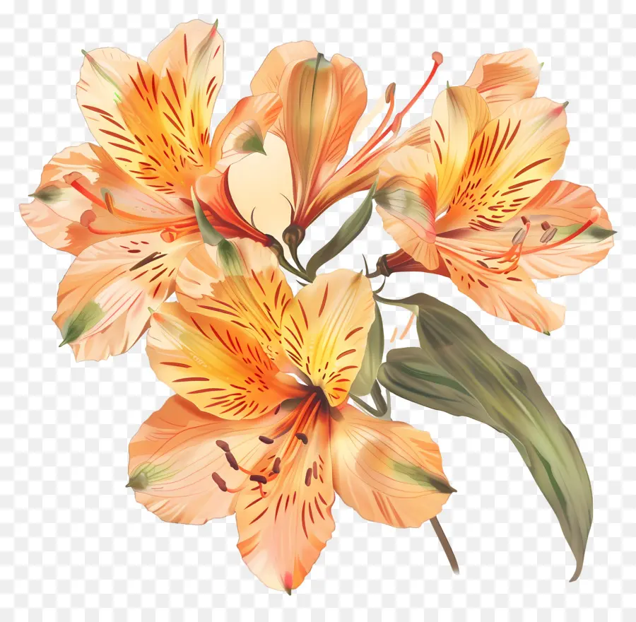 ดอกไม้อัลสโตเมอเรีย，ดอกลิลลี่สีส้ม PNG