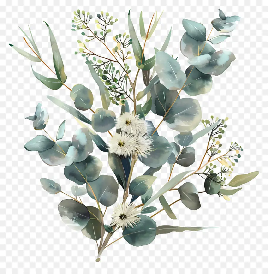 ดอกไม้ยูคาลิปตัสสิ，สี Illustration PNG
