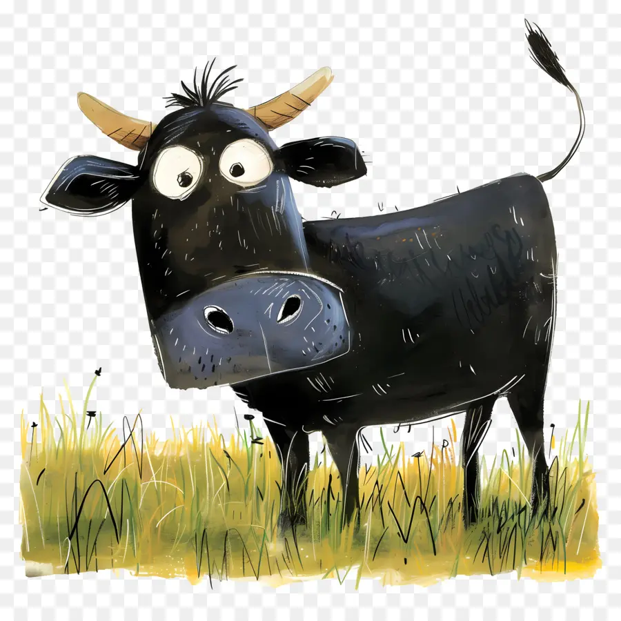 สีดำวัว，การ์ตูนปักวัว PNG