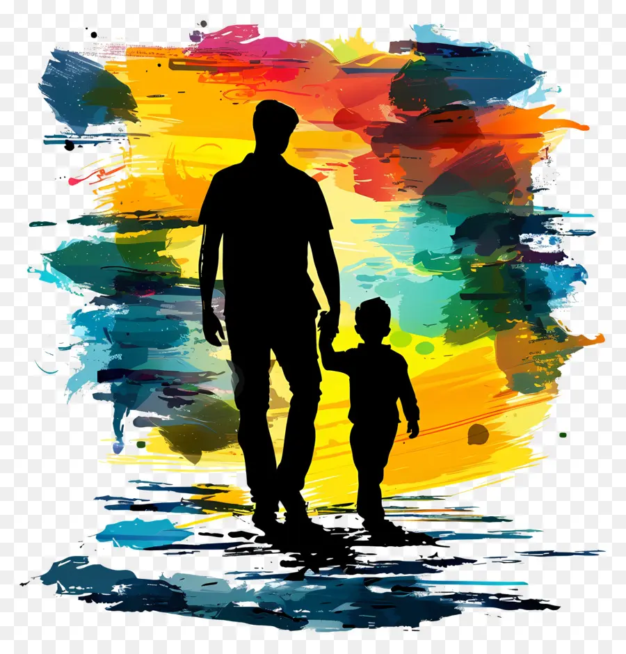 ภาพเงาของพ่อและลูกชาย，รัก PNG