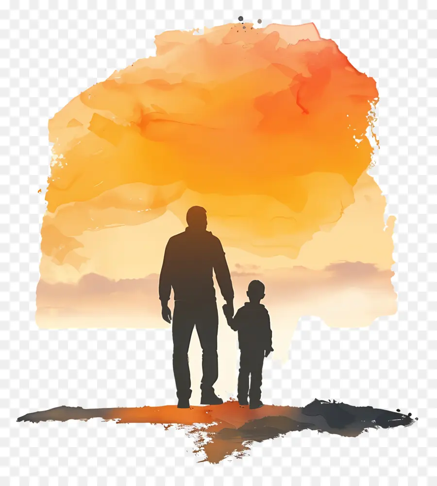 ภาพเงาของพ่อและลูกชาย，พ่อของ PNG