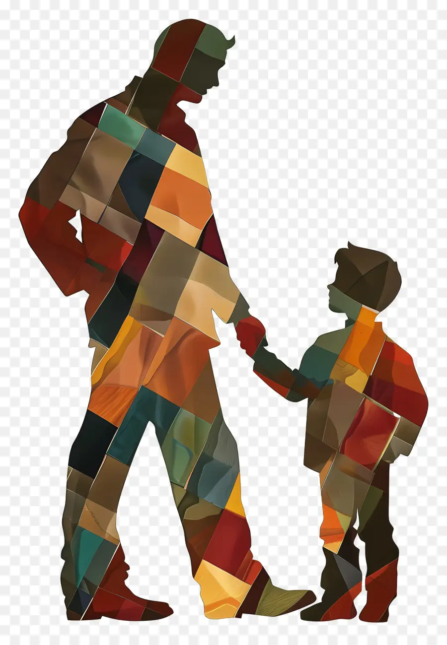 ภาพเงาของพ่อและลูกชาย，แบบนามปธรรมงานศิลปะ PNG