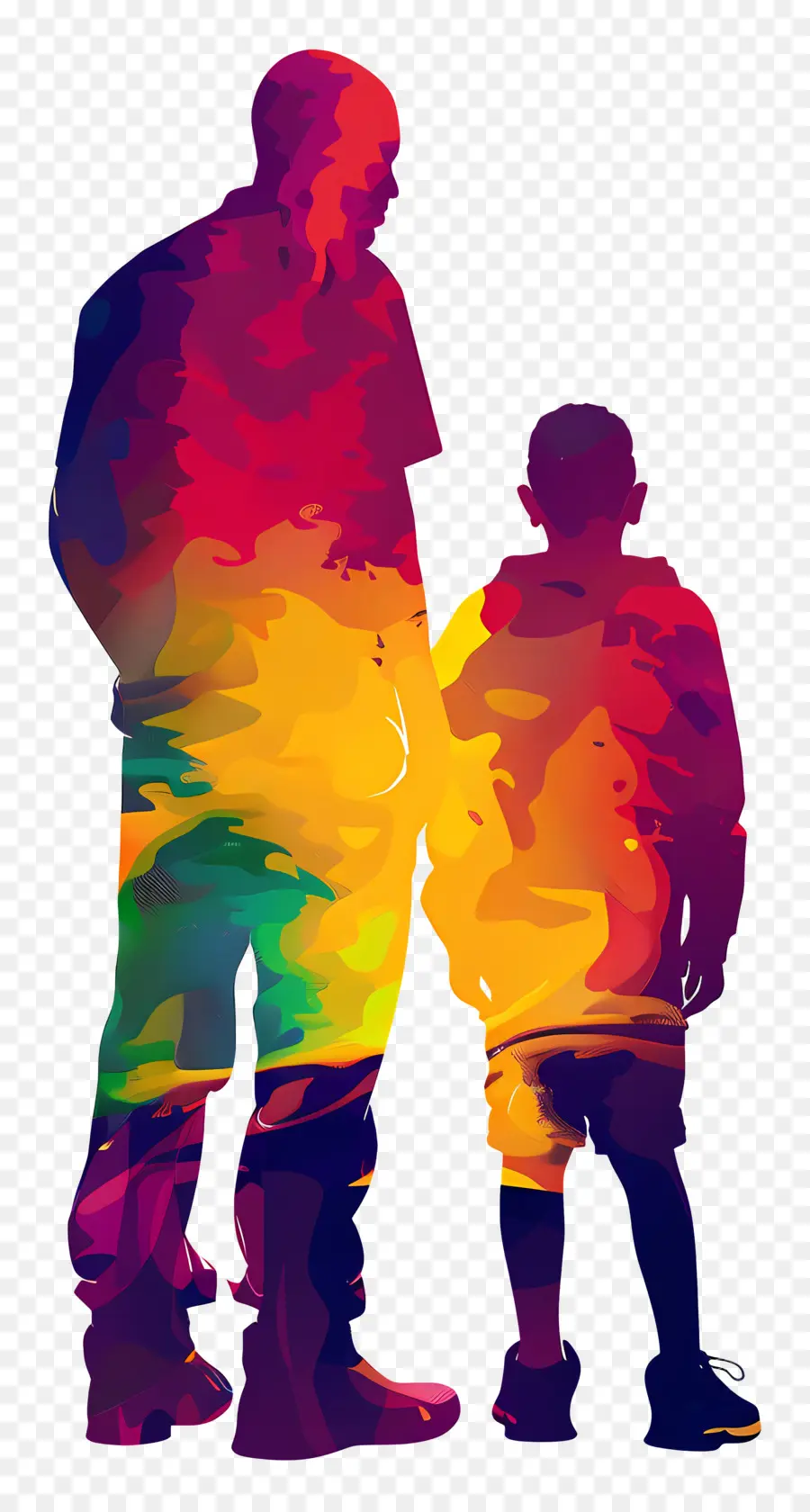 ภาพเงาของพ่อและลูกชาย，คน PNG
