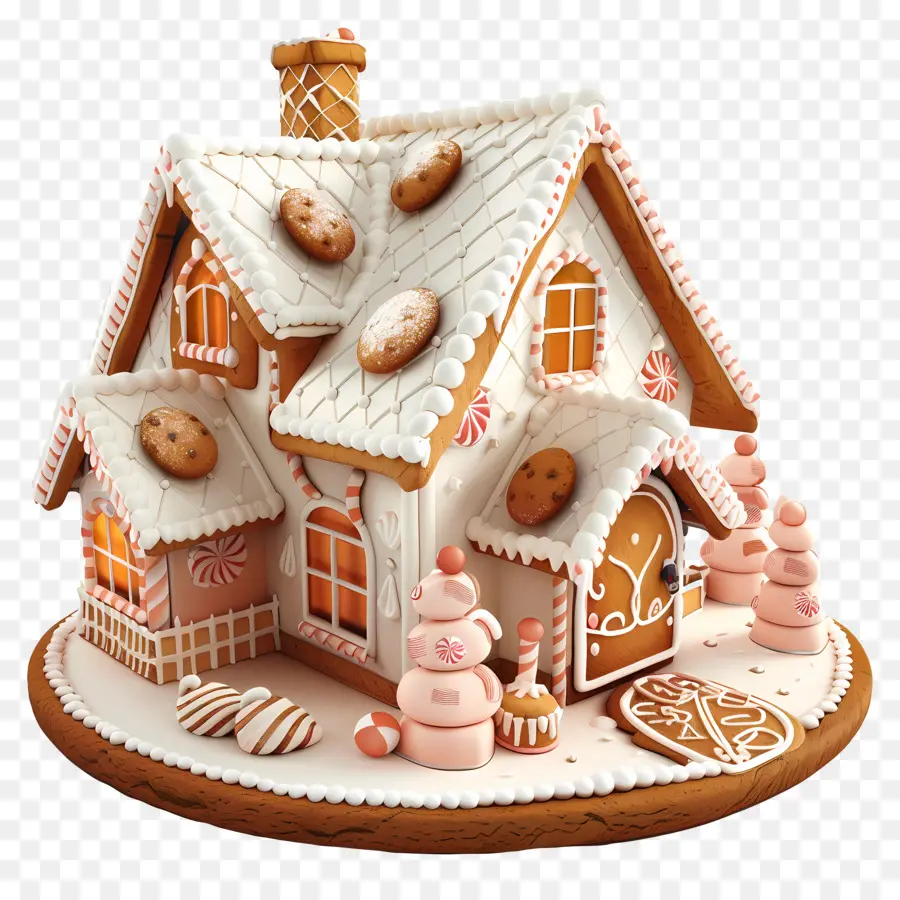 Gingerbread บ้าน，ของตกแต่งไอซิ่ง PNG